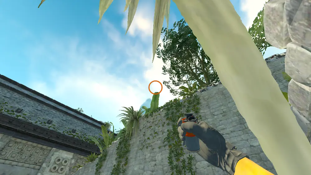 Standing on the CT Spawn spot on Ancient, the aim mark on the point this smoke is thrown at.