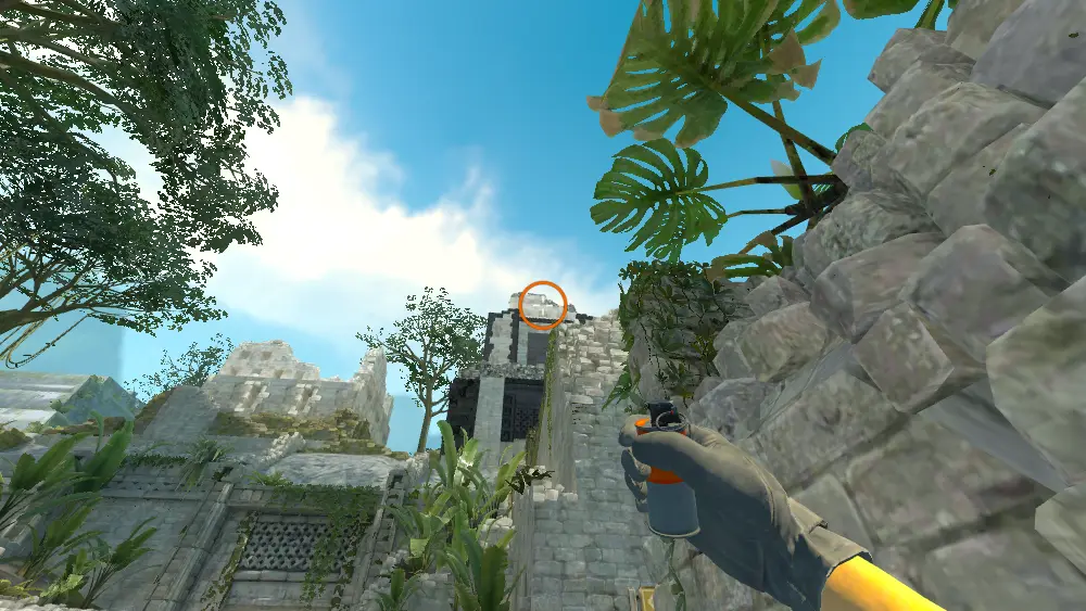 Standing on the Split spot on Ancient, the aim mark on the point this smoke is thrown at.