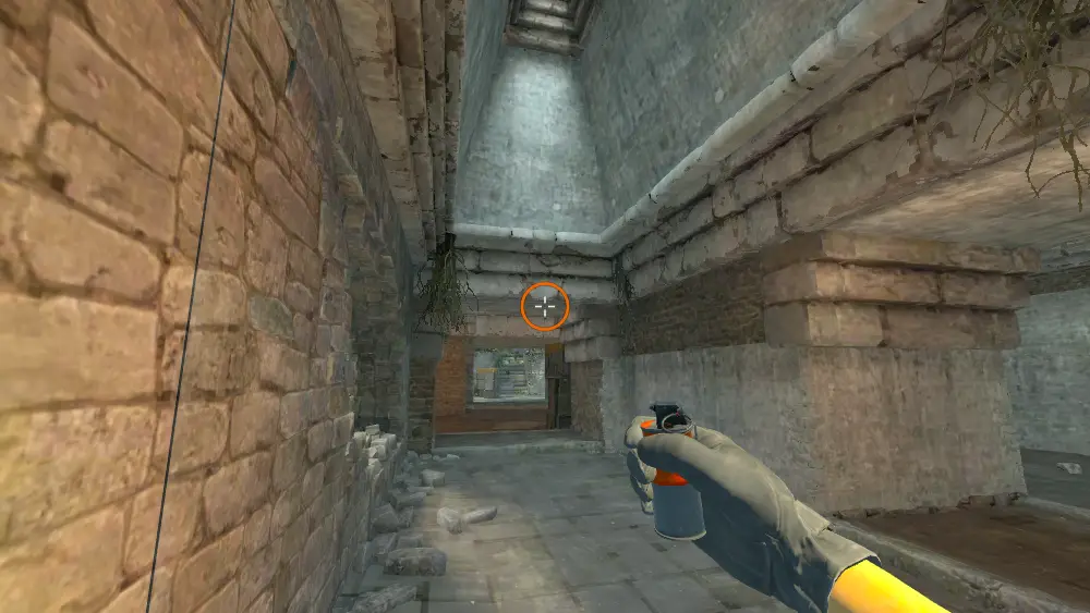 Standing on the A Main spot on Ancient, the aim mark on the point this flash is thrown at.