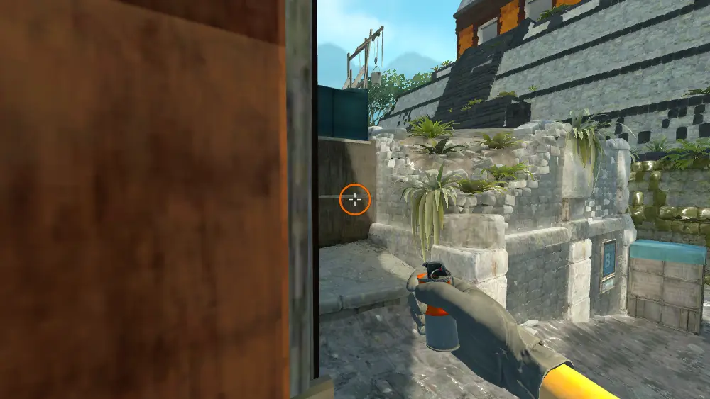Standing on the Lane spot on Ancient, the aim mark on the point this smoke is thrown at.