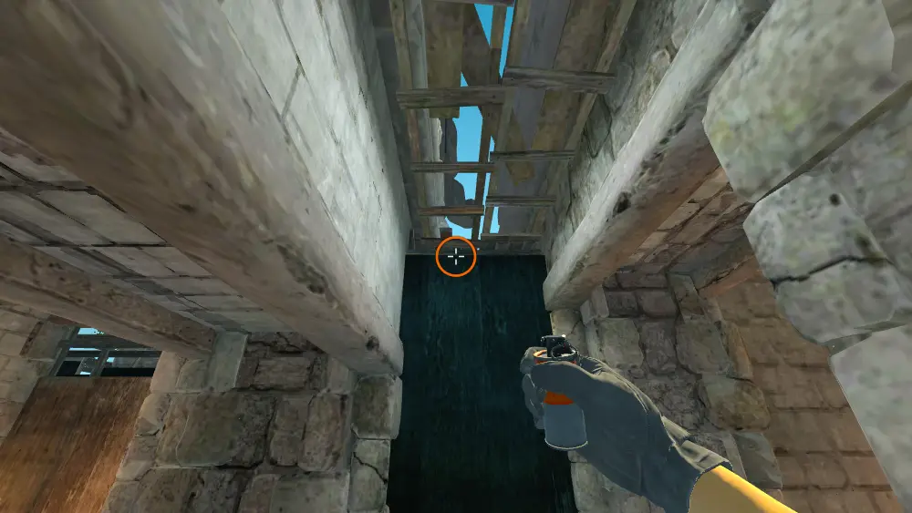 Standing on the Cave spot on Ancient, the aim mark on the point this flash is thrown at.