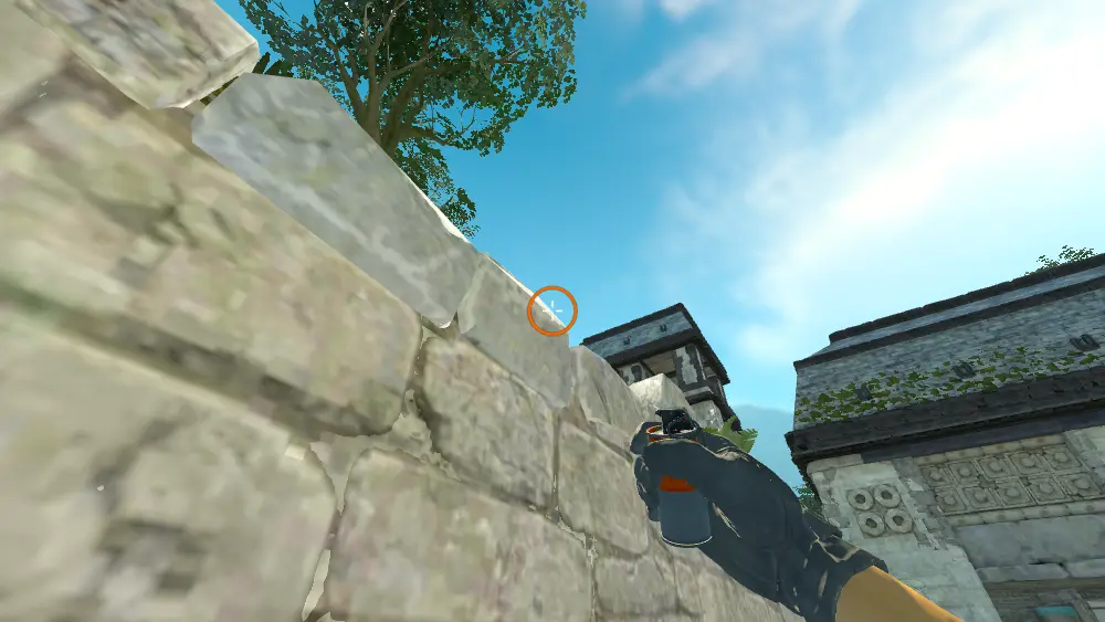 Standing on the CT Spawn spot on Ancient, the aim mark on the point this smoke is thrown at.