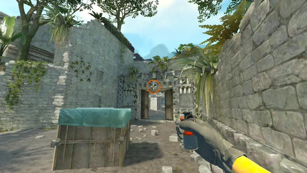 Standing on the Ancient spot on Ancient, the aim mark on the point this smoke is thrown at.