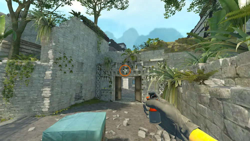 Standing on the Ancient spot on Ancient, the aim mark on the point this smoke is thrown at.