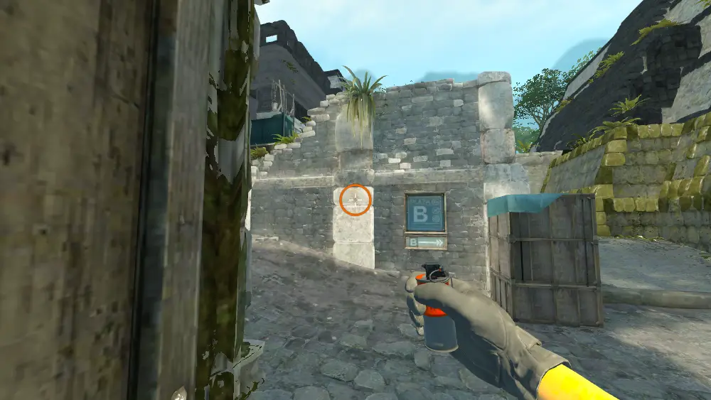 Standing on the Doors spot on Ancient, the aim mark on the point this flash is thrown at.