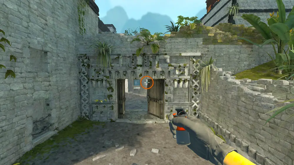 Standing on the Ruins Box spot on Ancient, the aim mark on the point this flash is thrown at.