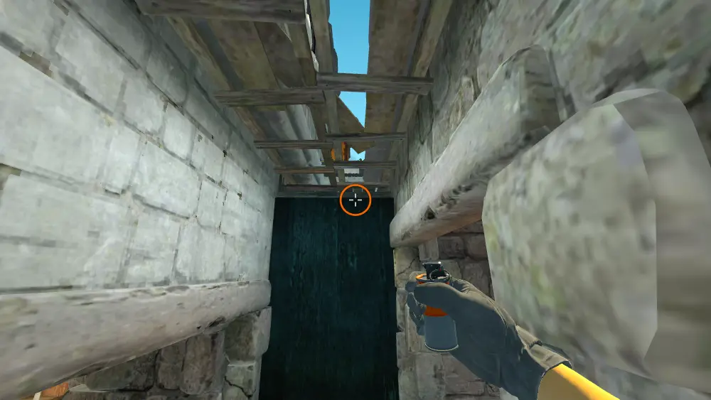 Standing on the Vent spot on Ancient, the aim mark on the point this flash is thrown at.