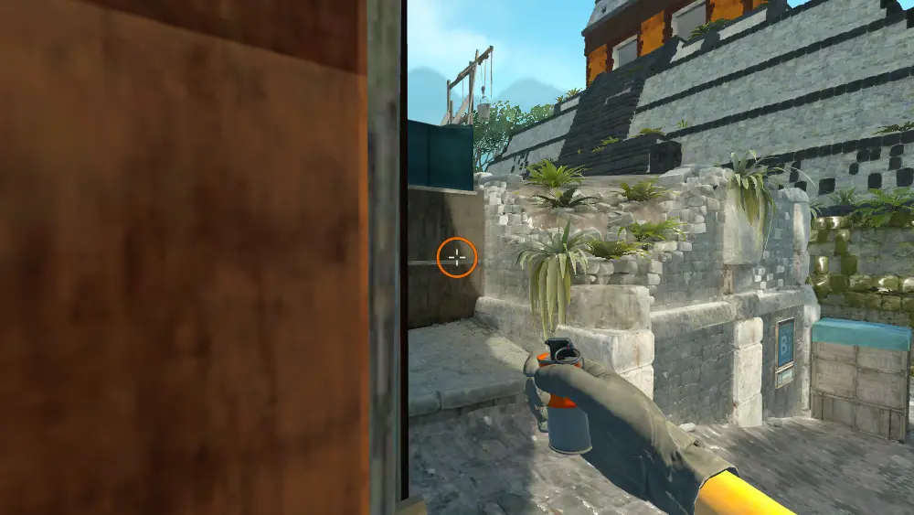 Standing on the Catwalk spot on Ancient, the aim mark on the point this smoke is thrown at.
