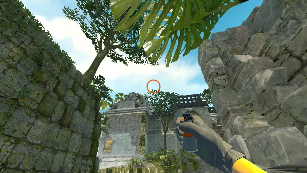 Standing on the T Spawn spot on Ancient, the aim mark on the point this smoke is thrown at.