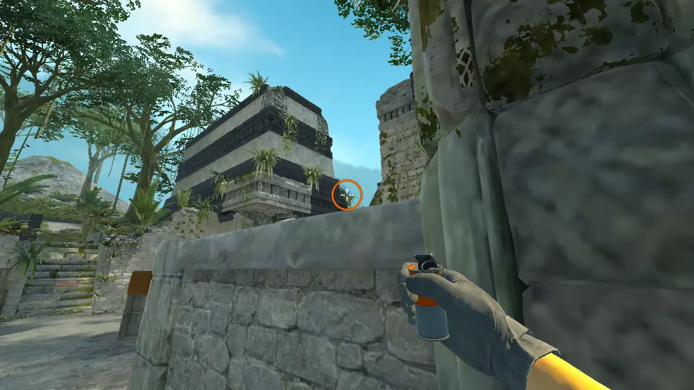 Standing on the Long spot on Ancient, the aim mark on the point this molotov is thrown at.