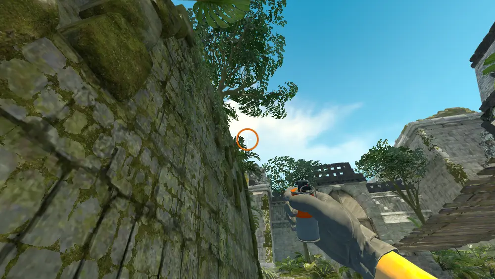 Standing on the Tt Spawn spot on Ancient, the aim mark on the point this smoke is thrown at.