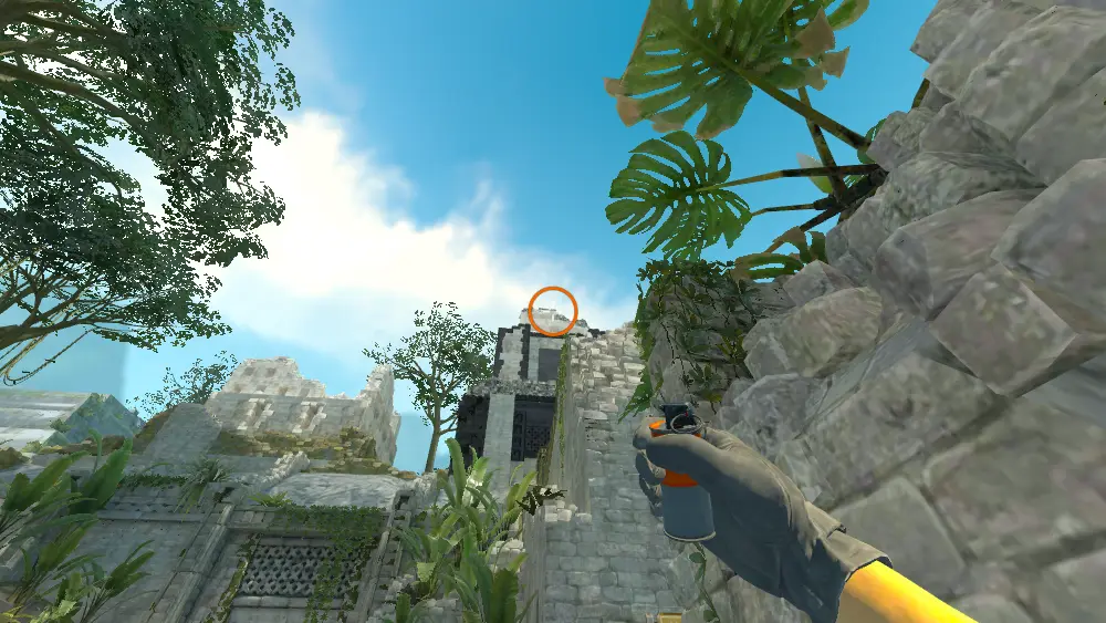 Standing on the Outside Mid spot on Ancient, the aim mark on the point this smoke is thrown at.