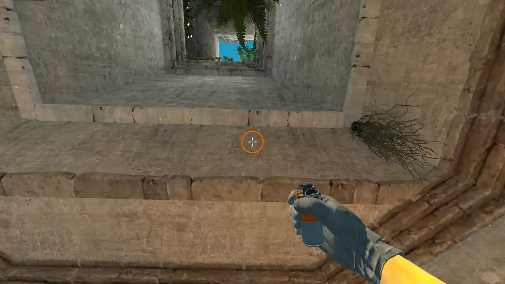 Standing on the Donut spot on Ancient, the aim mark on the point this flash is thrown at.