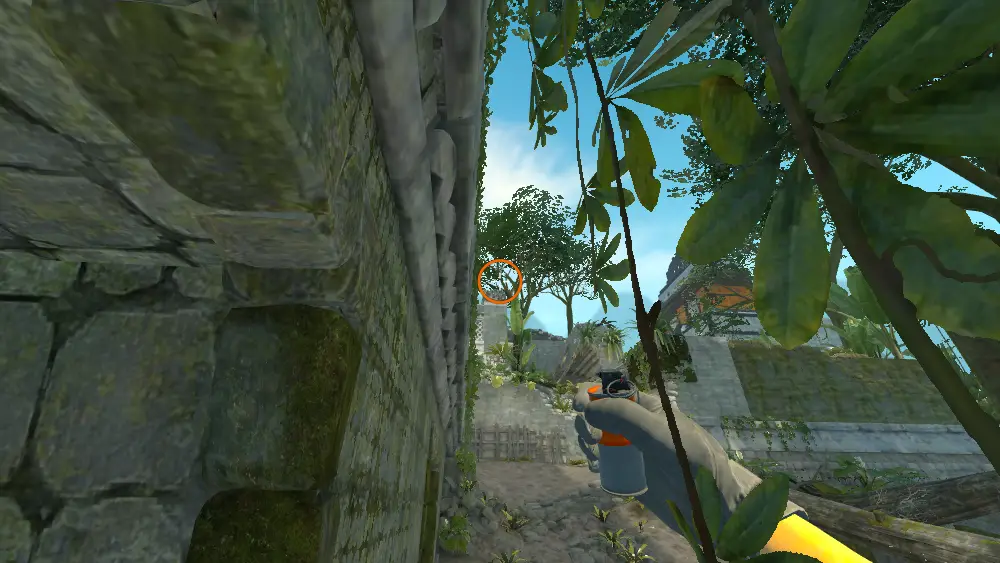 Standing on the Ruins spot on Ancient, the aim mark on the point this smoke is thrown at.