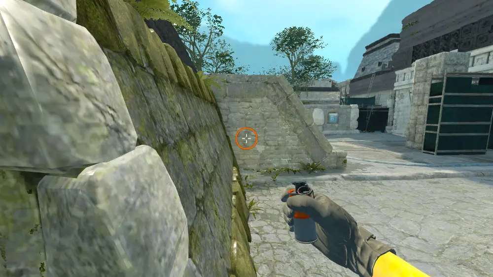 Standing on the B Long spot on Ancient, the aim mark on the point this flash is thrown at.