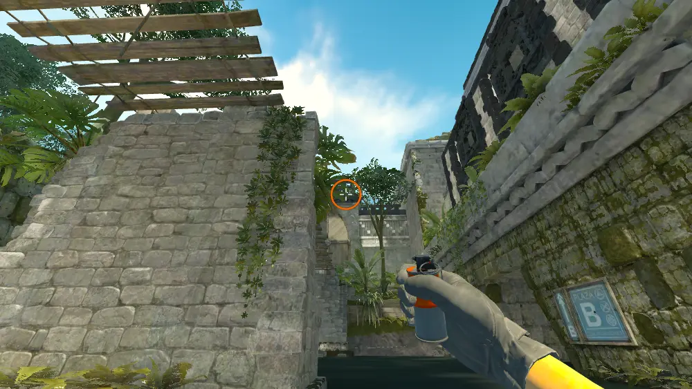 Standing on the Ancient spot on Ancient, the aim mark on the point this smoke is thrown at.