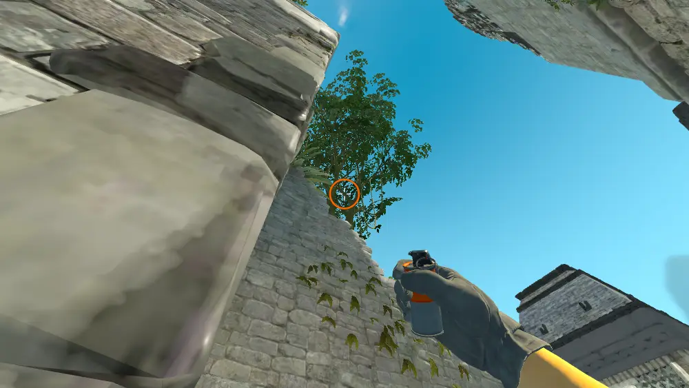 Standing on the Elbow spot on Ancient, the aim mark on the point this smoke is thrown at.