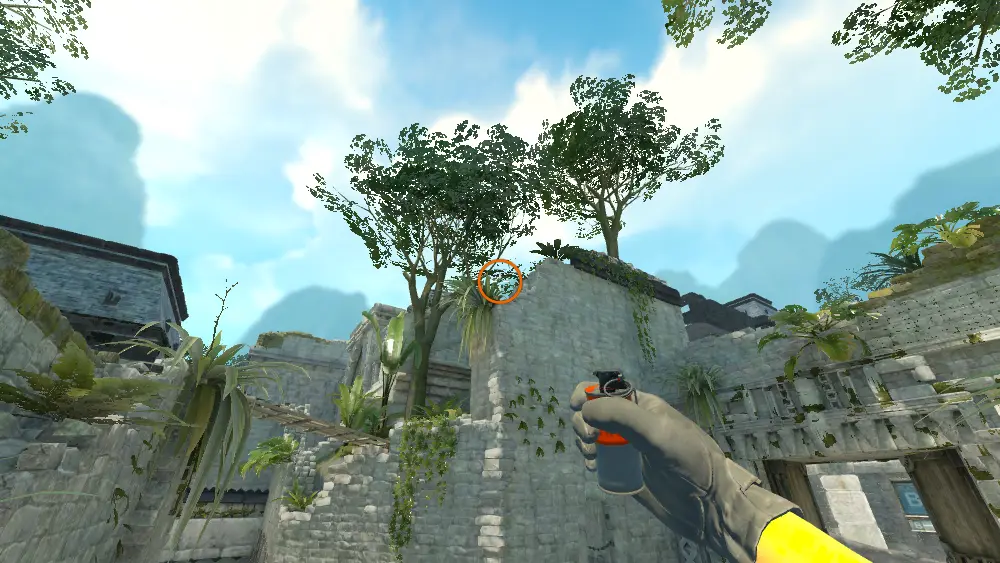 Standing on the Ancient spot on Ancient, the aim mark on the point this smoke is thrown at.