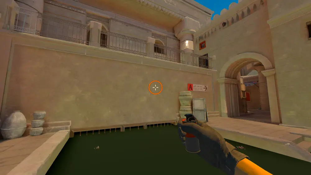 Standing on the Water spot on Anubis, the aim mark on the point this flash is thrown at.