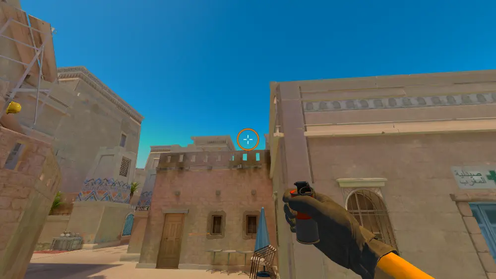 Standing on the Alley spot on Anubis, the aim mark on the point this smoke is thrown at.