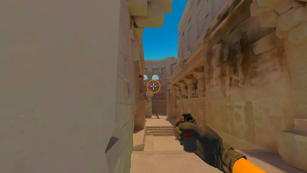 Standing on the Sniper spot on Anubis, the aim mark on the point this molotov is thrown at.