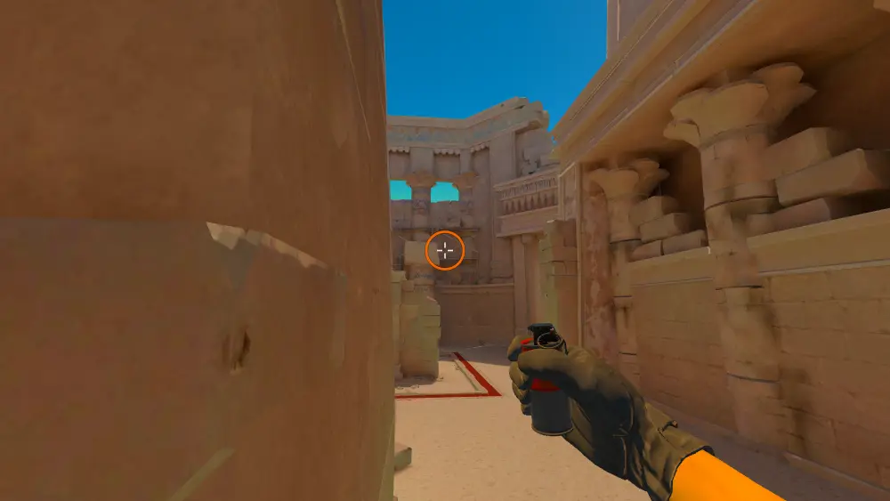 Standing on the Street spot on Anubis, the aim mark on the point this flash is thrown at.
