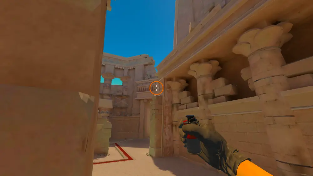 Standing on the CT spot on Anubis, the aim mark on the point this flash is thrown at.