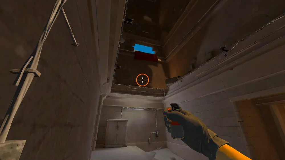 Standing on the Ebox spot on Anubis, the aim mark on the point this molotov is thrown at.