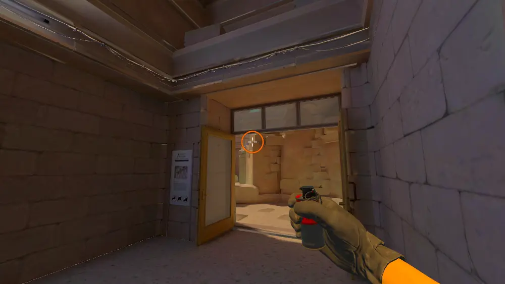 Standing on the Temple spot on Anubis, the aim mark on the point this molotov is thrown at.
