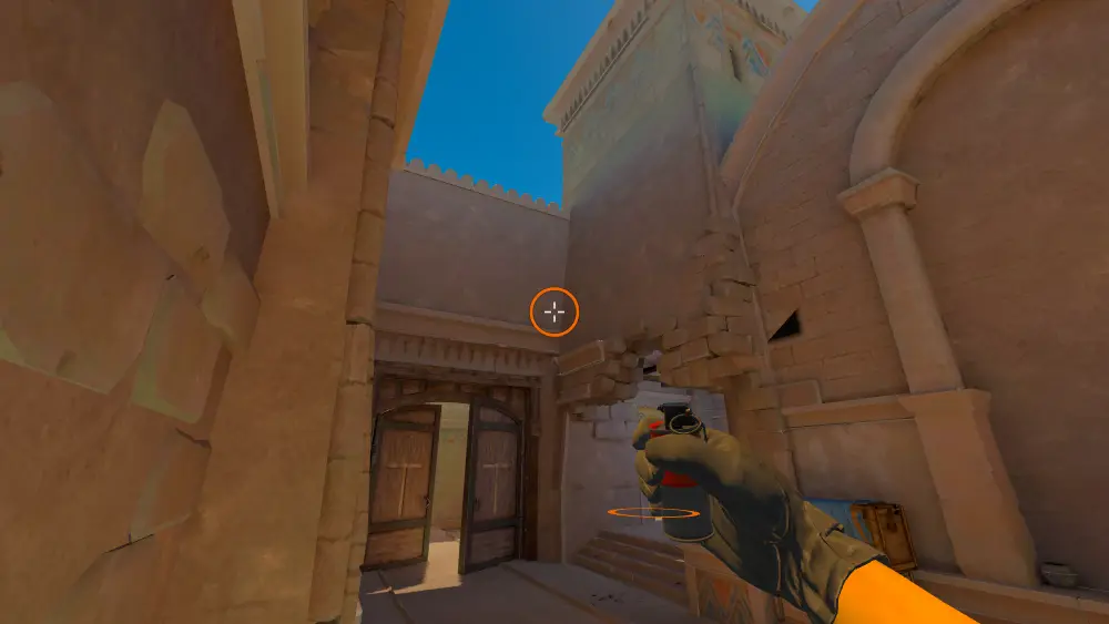 Standing on the Connector spot on Anubis, the aim mark on the point this flash is thrown at.