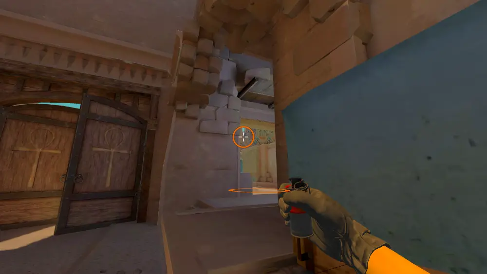 Standing on the Mid spot on Anubis, the aim mark on the point this smoke is thrown at.