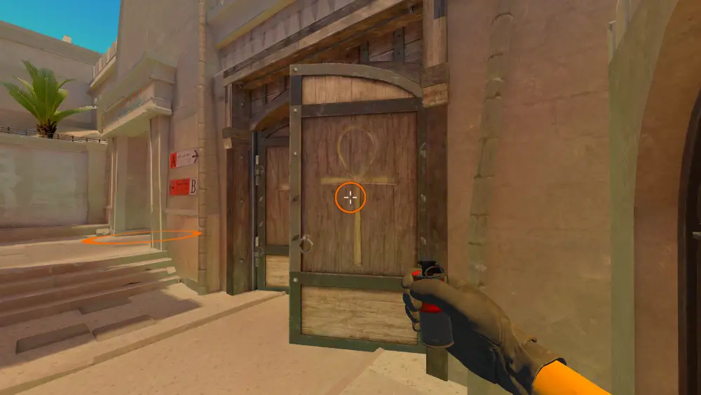 Standing on the Mid Doors spot on Anubis, the aim mark on the point this smoke is thrown at.