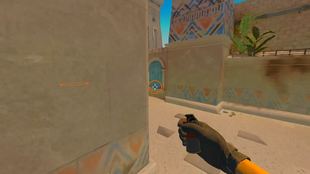 Standing on the Top Mid spot on Anubis, the aim mark on the point this molotov is thrown at.