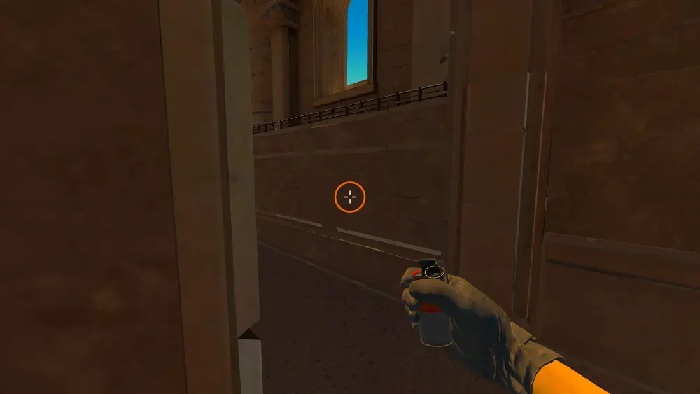 Standing on the A Conn spot on Anubis, the aim mark on the point this molotov is thrown at.