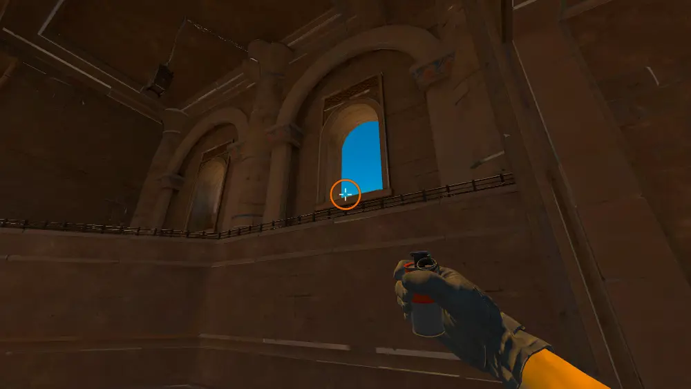 Standing on the Plateau spot on Anubis, the aim mark on the point this molotov is thrown at.