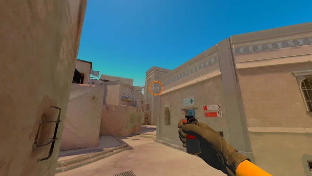 Standing on the Alley spot on Anubis, the aim mark on the point this smoke is thrown at.