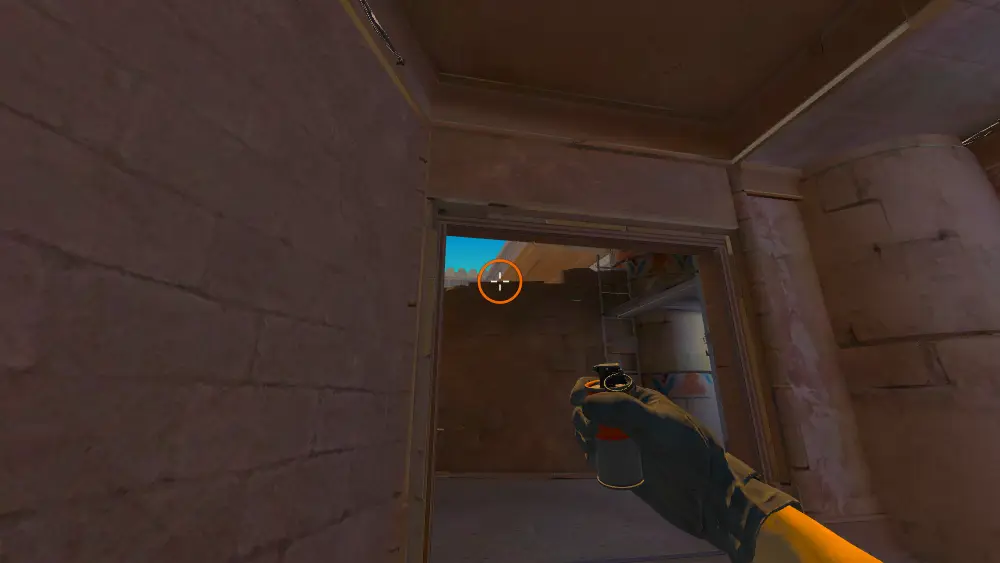 Standing on the A2 spot on Anubis, the aim mark on the point this molotov is thrown at.