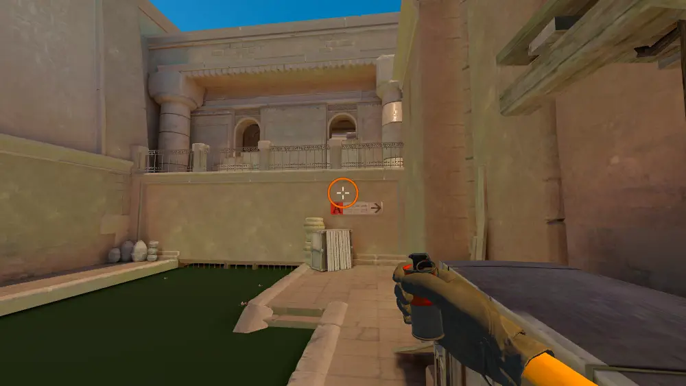 Standing on the Water spot on Anubis, the aim mark on the point this smoke is thrown at.