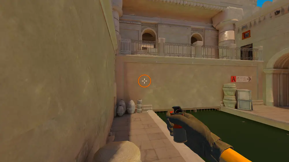 Standing on the Boat spot on Anubis, the aim mark on the point this smoke is thrown at.