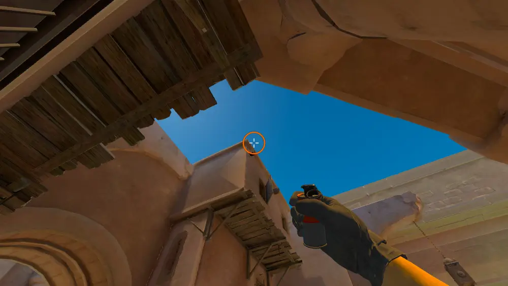 Standing on the Main spot on Anubis, the aim mark on the point this smoke is thrown at.