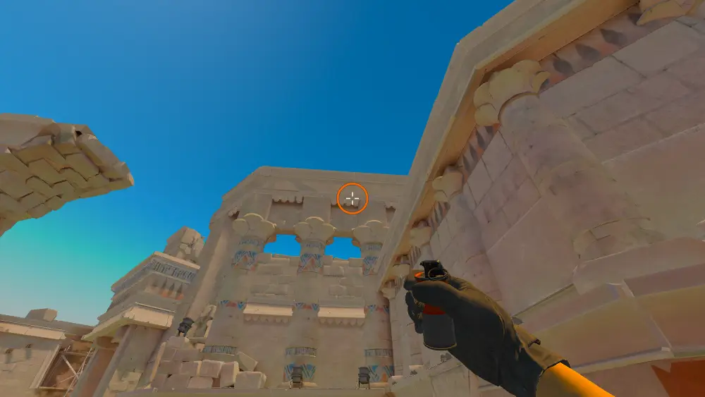Standing on the Heaven spot on Anubis, the aim mark on the point this smoke is thrown at.