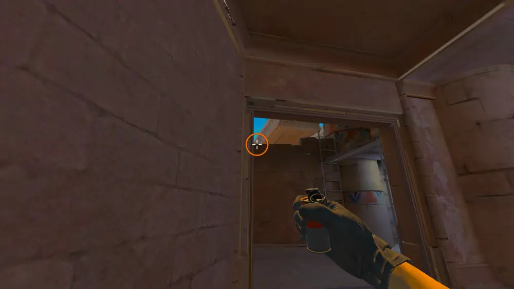 Standing on the Back Heaven spot on Anubis, the aim mark on the point this molotov is thrown at.