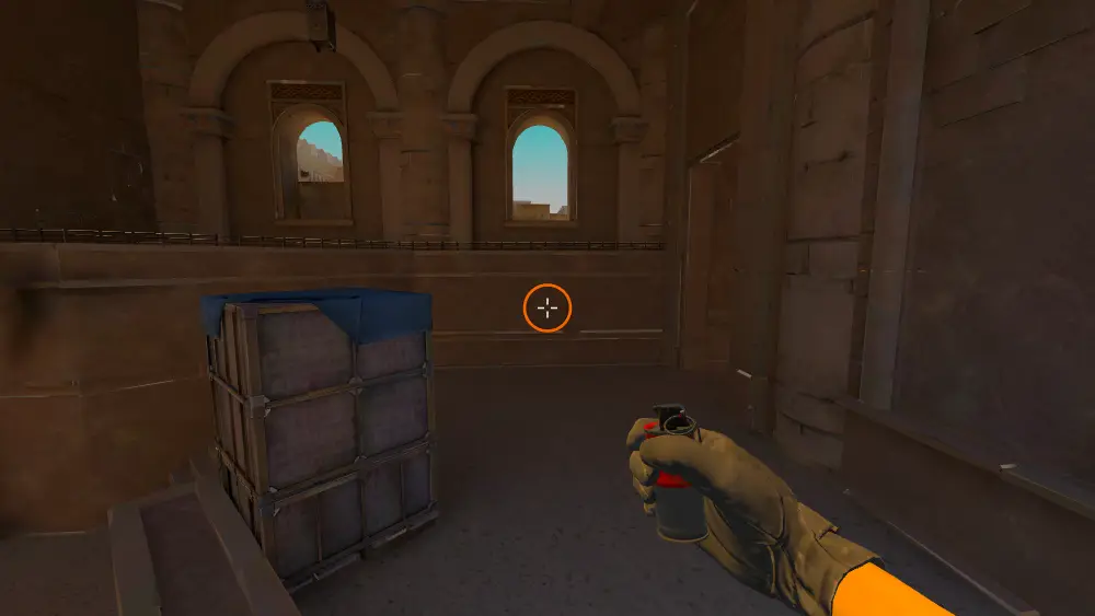 Standing on the Plateau spot on Anubis, the aim mark on the point this molotov is thrown at.