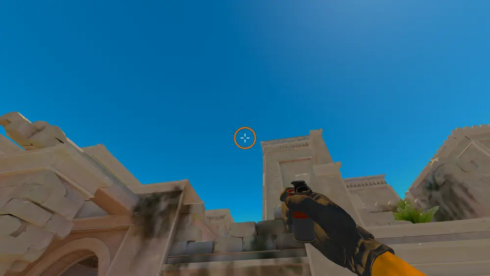 Standing on the CT Spawn2 spot on Anubis, the aim mark on the point this smoke is thrown at.
