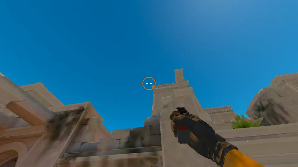 Standing on the CT Spawn4 spot on Anubis, the aim mark on the point this smoke is thrown at.