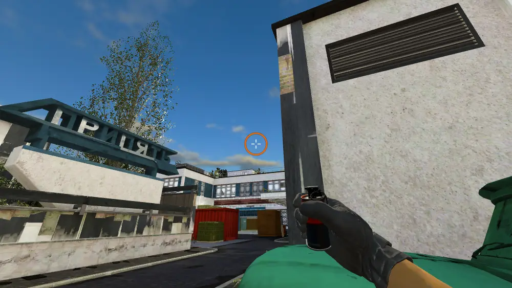 Standing on the Truck spot on Cache, the aim mark on the point this smoke is thrown at.