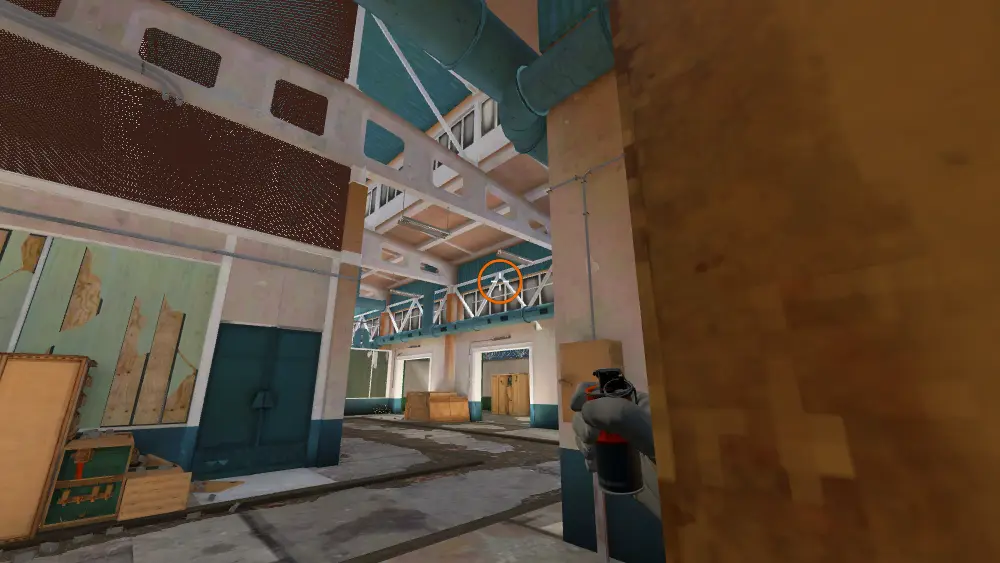 Standing on the B Main spot on Cache, the aim mark on the point this smoke is thrown at.