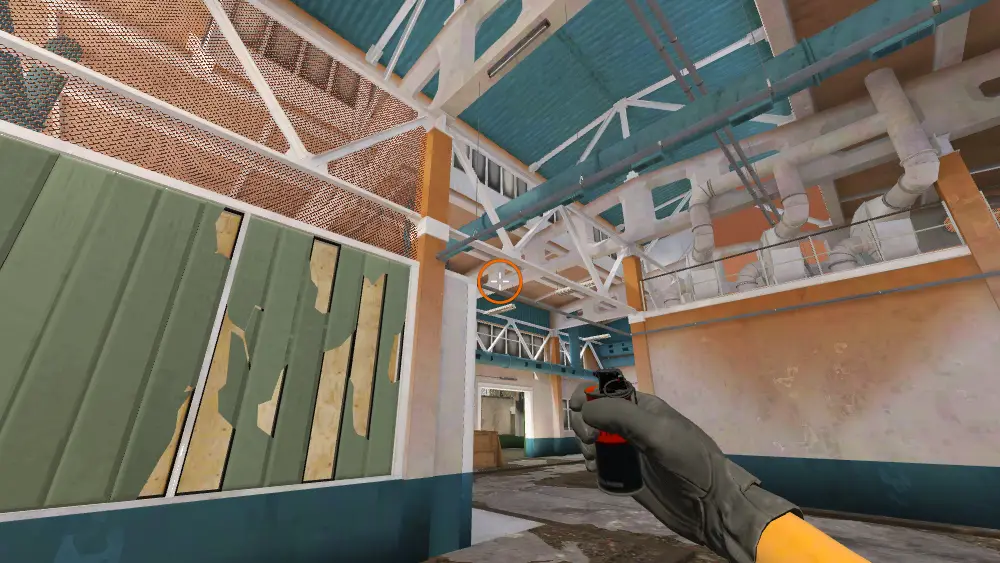 Standing on the B Halls spot on Cache, the aim mark on the point this smoke is thrown at.