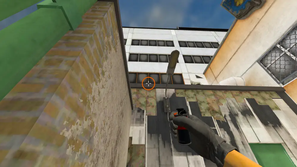 Standing on the Sun Room spot on Cache, the aim mark on the point this molotov is thrown at.