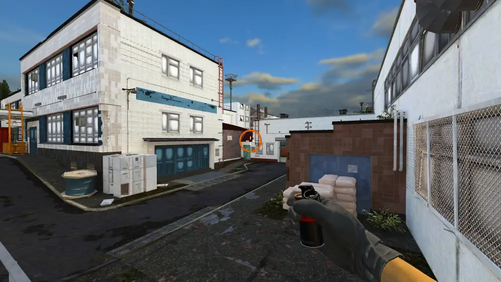 Standing on the Connector spot on Cache, the aim mark on the point this molotov is thrown at.